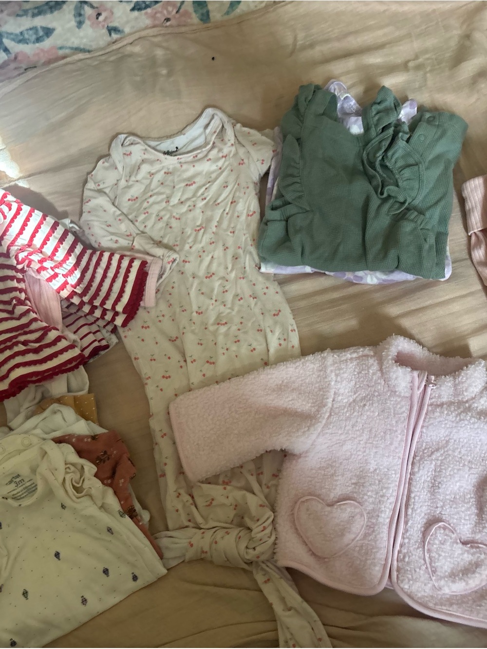 Baby Girl Clothing Bundle - Pink, Cream, Green